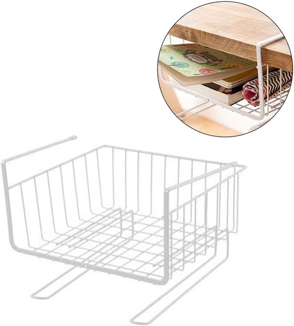 2pcs Cabinet Hanging Rack White Kitchen Storage Shelf under Table Partition Organizer for Efficient Space Utilization Heavy Duty for Home Organization
