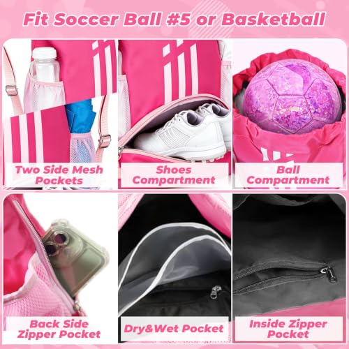 Image of Soccer Bag, Youth Drawstring Backpack for Volleyball Basketball Sports