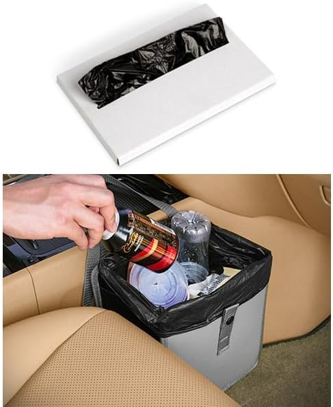 KMMOTORS Jopps Simple - Bote de basura para automóvil (gris, mediano) + bolsas de plástico dedicadas, paquete de 30 hojas
