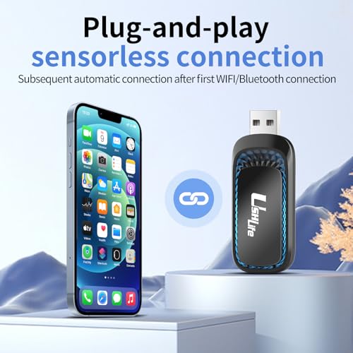 ushilife Adaptador sem fio Android Auto CarPlay para iOS 10+ Android 10+ Dongle de brinquedo pequeno