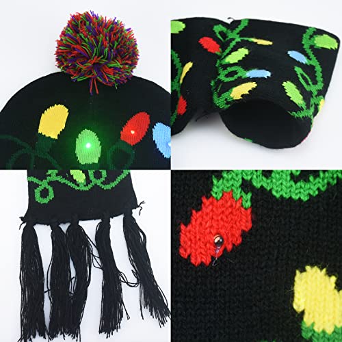 Sept.Filles Kids Christmas Party Holiday Hats Light up Hat Beanie Winter Hat Scarf Kids Beanie3