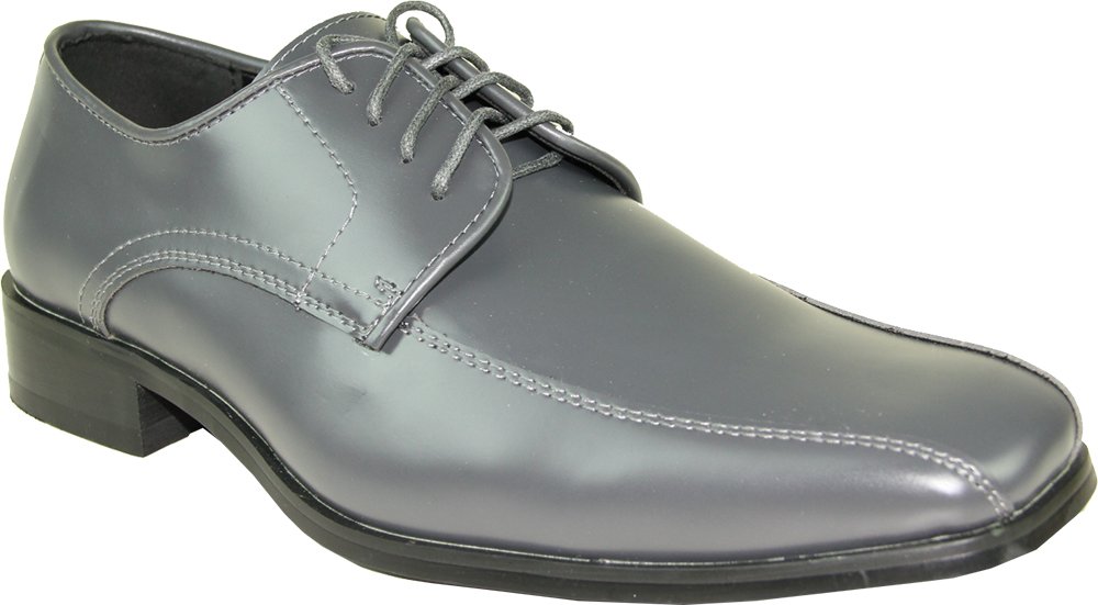 VANGELO Men Tuxedo Shoe TUX-5 Square Toe for Wedding, School Uniform and Formal Event Iron Grey