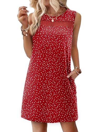 Image of WIHOLL Summer Dresses for Women 2026 Beach Vacation Spring Fashion Clothing Lace Mini Tank Dress with Pockets