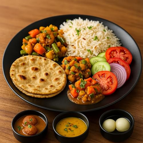 Image of Black Dinner Set | 11 Inch Plates with Matching Katori /Bowl | Durable & Reusable Tableware for Home & Dining (Set of 6 Plates & 6 Katoris)