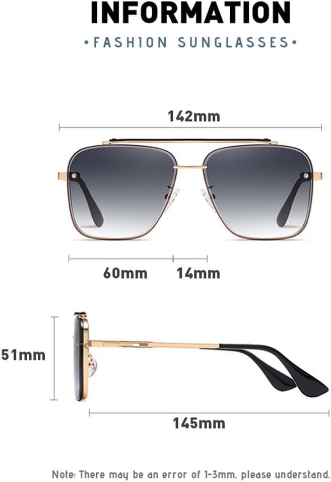 MUTYNE Gradient Sunglasses Dazzling Two-Tone Large Frame Fashion Metallic