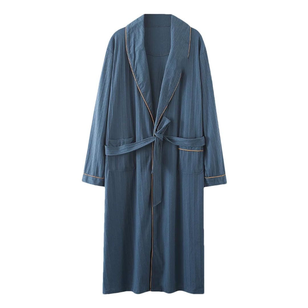 Hgvcfcv Vestaglie da uomo in cotone Grandi Cantieri Accappatoi Mattina Casa Cappotto Medio Lungo Primavera Camicia da notte, 504, S