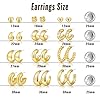 12 Pairs Chunky Gold Hoop Earrings for Women Trendy, Gold Plated Lightweight Classics Hypoallergenic Stack, Thick Open Twisted Huggie Hoops Earring Set #5