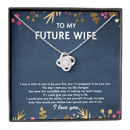 To My Future Wife Necklace - Love Necklace For Girlfriend With Box And Message Card, Soulmate Gifts, Necklace For Her From Boyfriend, Jewelry Birthday Gift For Bride Fiance, One Year Anniversary