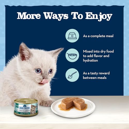 Image of Blue Buffalo Baby Blue Natural Grain-Free Wet Food for Kittens, Healthy Growth Formula with DHA, High-Protein Chicken Pate, 3 oz. Can