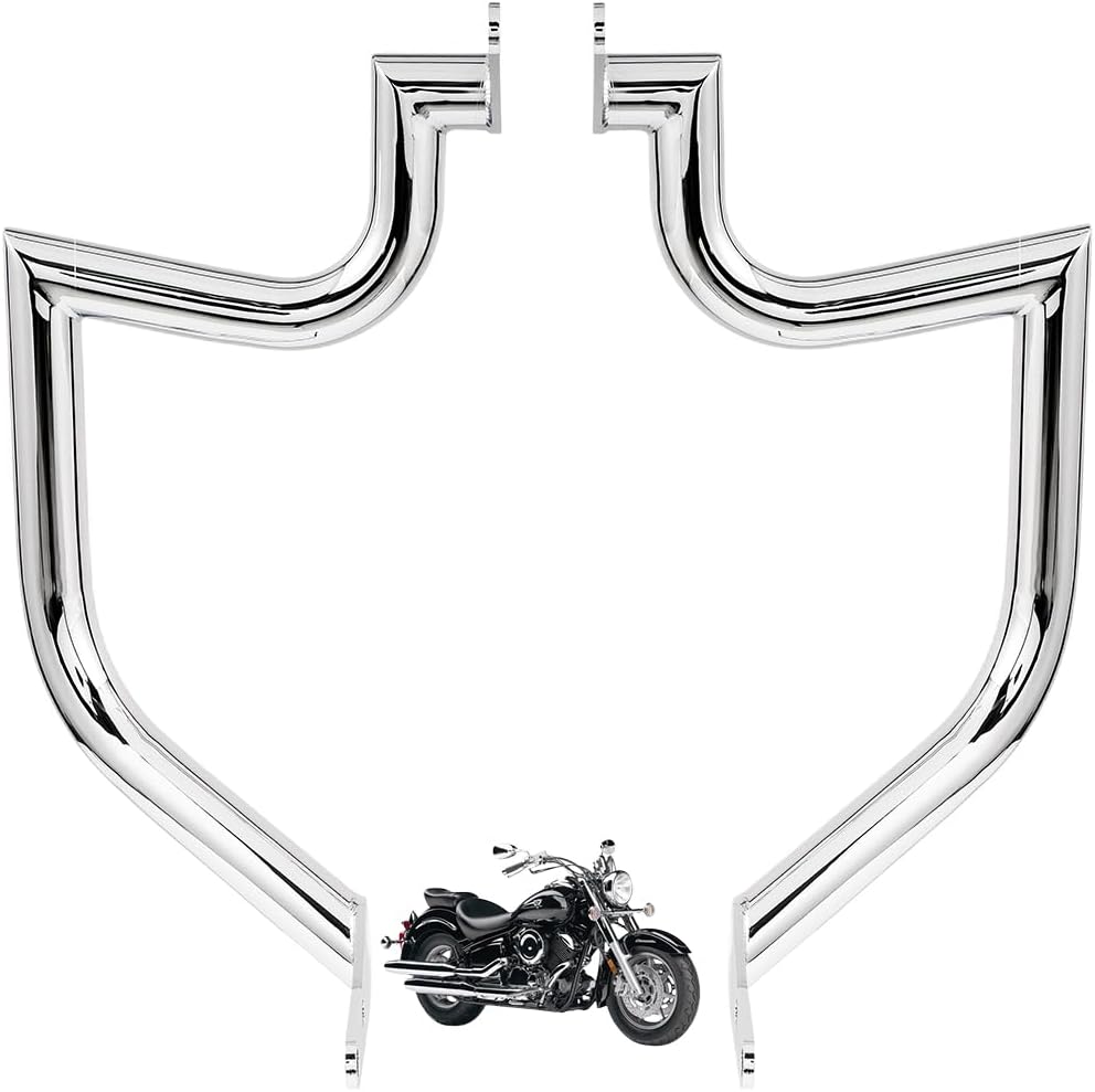Gamyipp 1.5" Fat Crash Bar Engine Guard Highway Bar for Yamaha Vstar 1100 Classic Custom Silverado (Silver)