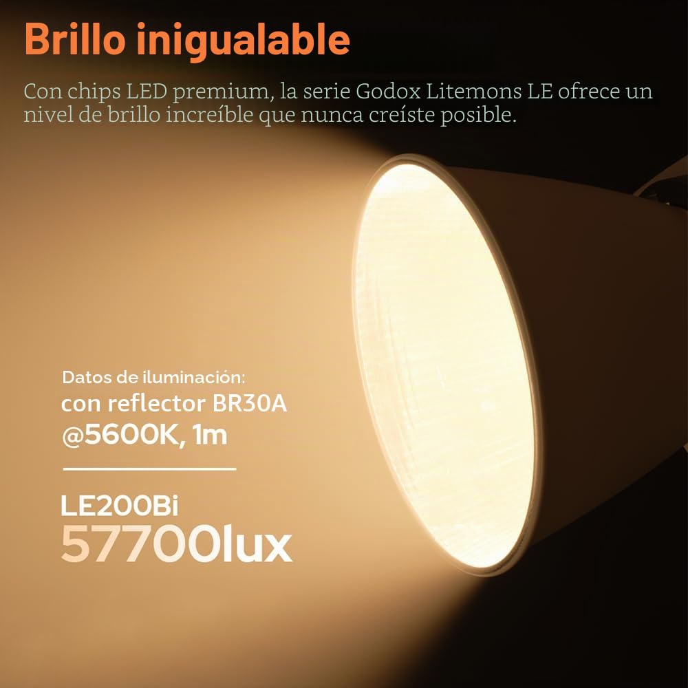 GODOX LE200Bi Kit de iluminación LED para vídeo, COB Bicolor de 220 W con 90 cm softbox, Soporte de 280 cm, 2800 K-6500 K, CRI 98+, Control Bluetooth/DMX para Estudio, grabación de Youtube.