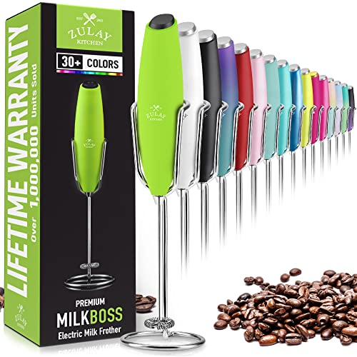 Image of Zulay Kitchen Milk Frother Wand - High-Speed Handheld Frother with Upgraded Stand - Electric Foam Maker with Stainless Steel Whisk