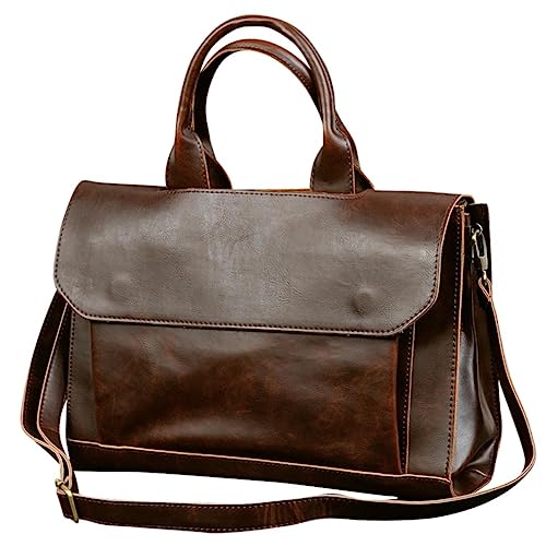 DOITOOL 1pc Pu Leather Briefcase Fashion Business Shoulder Bag for Men Versatile Crossbody Handbag for Travel for Laptops Files and