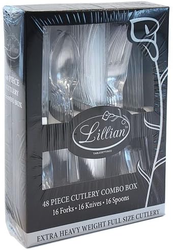 Lillian Tablesettings Plastic Combo | Clear | Pack of 48 Party Cutlery (30244)