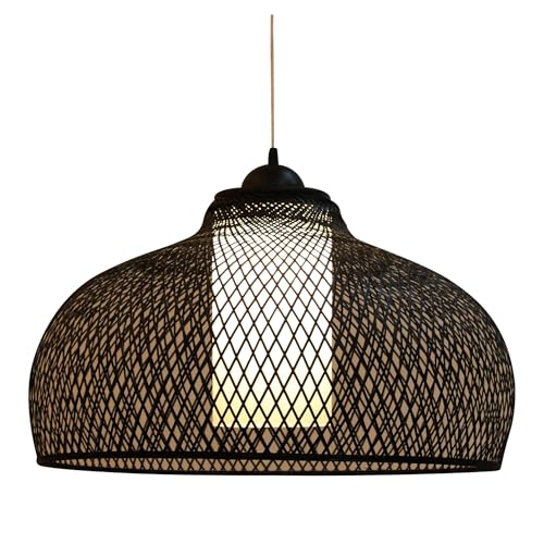 Fine Asianliving Pendelleuchte Hängelampe Bambus Schwarz Handgefertigt...