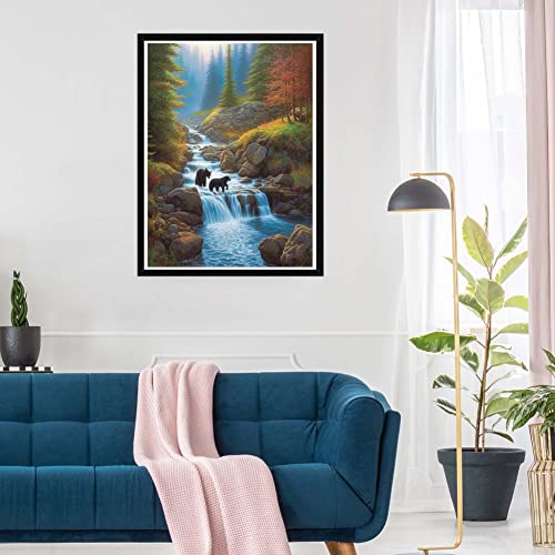 SKRYUIE 5D Waterfall Diamond Art Painting Kit - DIY Diamond Art Landscape, Full Round Drill - Crystal Embroidery Cross Stitch - Adult Craft for Wall & Office Decor - 12x16 inch