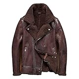 Herren Shearling Jacke Military Lederjacke Bomberjacke Aviator Jacke