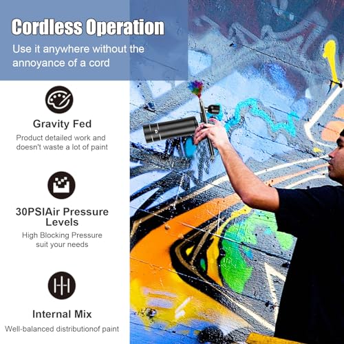 Esakoya Airbrush Kit Rechargeable Cordless Airbrush Compressor, Non-Clogging High-Pressure Air Brush Set with 0.3mm Nozzle and Cleaning Brush Set for Makeup, Barber, Nail Art, Cake Decor - Image 4