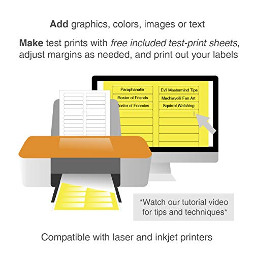 ChromaLabel 2/3" x 3-7/16" 0.66 x 3.56 Inch Printable Labels, Compatible with Laser and Inkjet Printers, 750 Stickers per Pack, 25 Sheets, White - Thumbnail 2