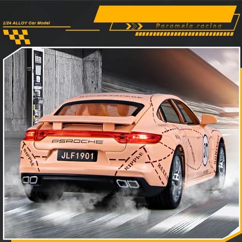 Image of Compatible for 1:24 Porsche Panamera Toy Car Model, Diecast Collectible Pull Back Model Car with Sound and Light, Toy Gift Vehicles for Adults Kids Boys Girls (1:24 Porsche Panamera-Pink Color)