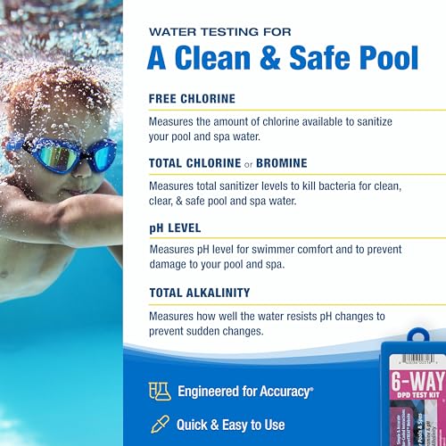 Image of Taylor K-1004 DPD, 6-in-1 Pool Test Kit for for Free & Total Chlorine, Bromine, pH, Acid Demand, Total Alkalinity, 100+ Tests, Quick & Easy for Pools & Spas | Made in The USA