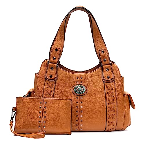 Tote Bag for Women Large Western Purse Ladies Top Handle Shoulder Handbags Vintage Embossed Concho Studs