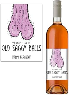Funny Wine Bottle Label"Saggy Balls" Birthday Gift for Men Him Rude!