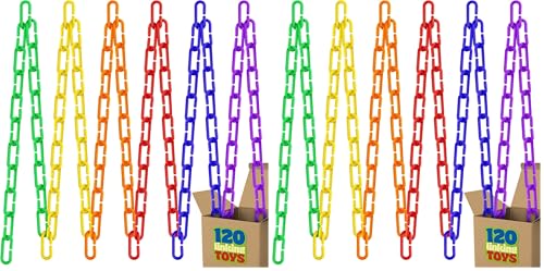 Image of Skoolzy 120 Pcs Plastic Chain Links Rainbow - Math Links for Preschoolers, Math Manipulatives for Early Learning, Perfect for Classroom Activities, Fine Motor Skill Development (Pack of 2)