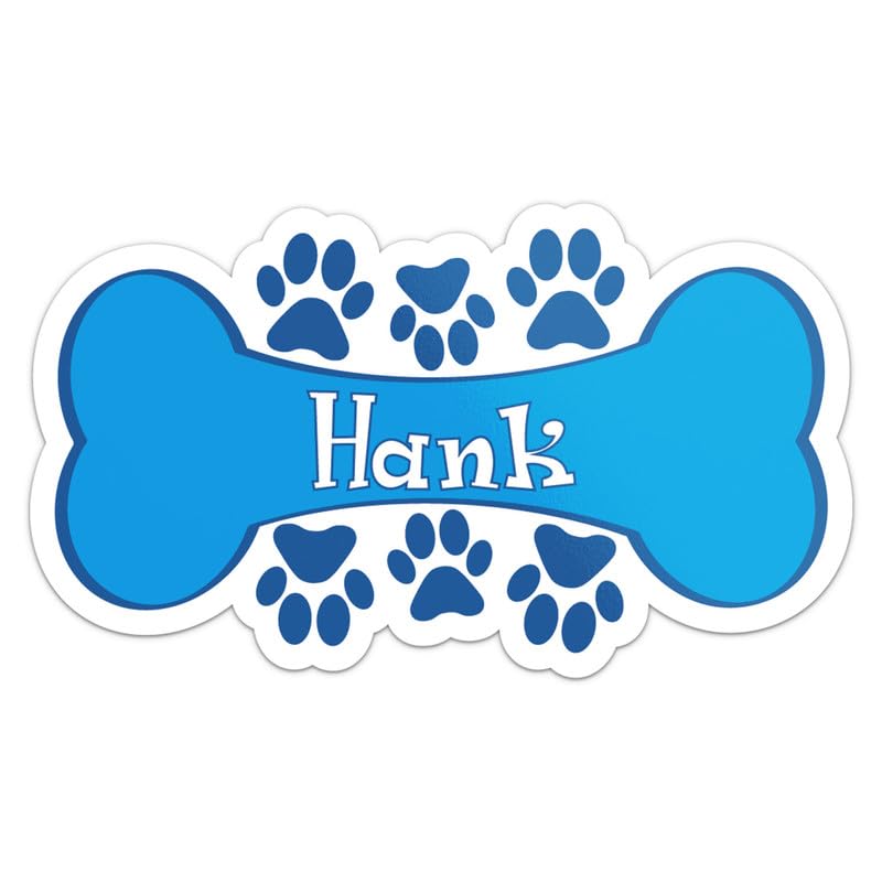Hank Dog Bowl Name Sticker - Vinyl Waterproof Decal for Car, Laptop, Wall, Window, Water Bottle, Bumper Sticker Size - 3'' Longer Side