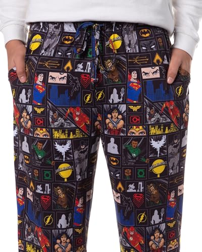 DC Comics Justice League Men's Superhero Superman Wonder Woman Batman Paneled Sleep Pajama Pants3