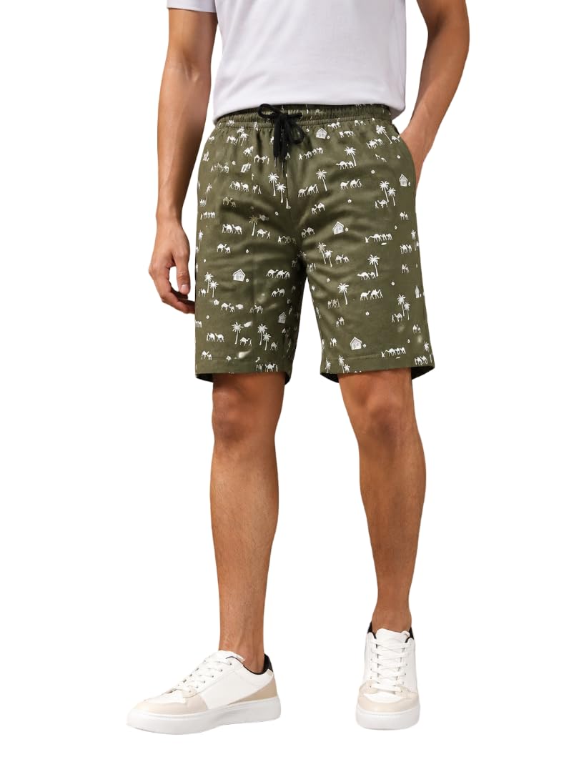 Men Black Printed Cotton Shorts | Elastic Waistband with Drawstring | Comfortable Casual & Loungewear Shorts-image-36