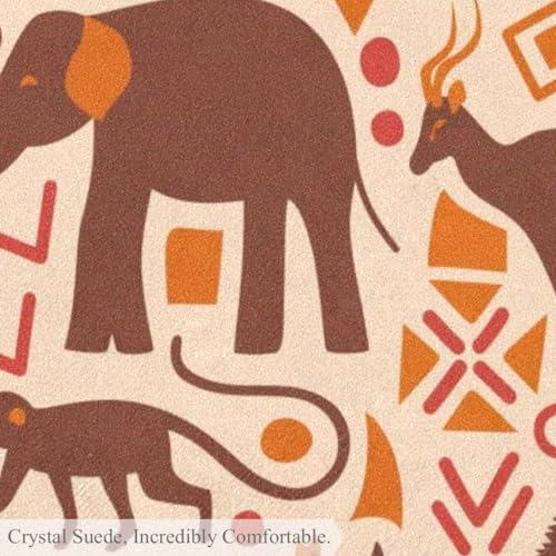 Tapis de salle de bain antidérapant lion et éléphant rond 1m pour chambre - 5