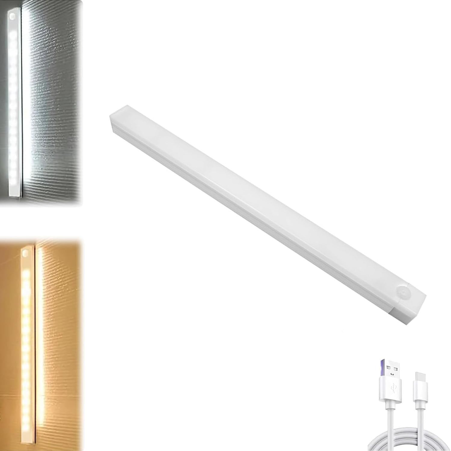 Punch-Free Smart Sensor Magnetic Rechargeable Led Lights, Rechargeable Motion Activated Cabinet Lights, Motion Sensor Light Indoor (20cm/7.8in-Warm)