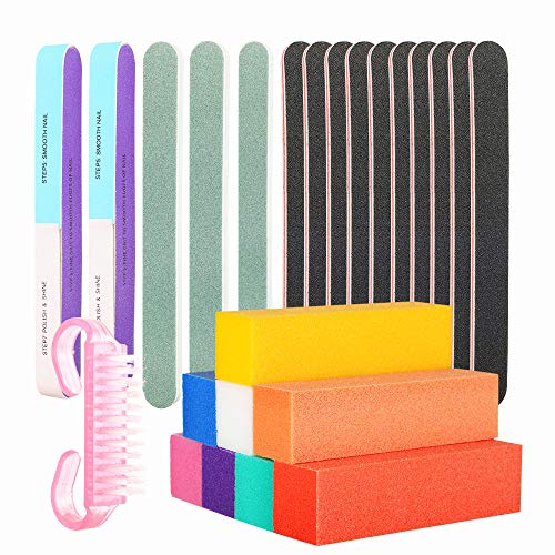 Professional Nail File and Buffers Tool Set - for Natural, Gel & Acrylic Nails - Nail Care Buffer Block Polisher Tool, Washable Double Sided Kit (24 pcs)