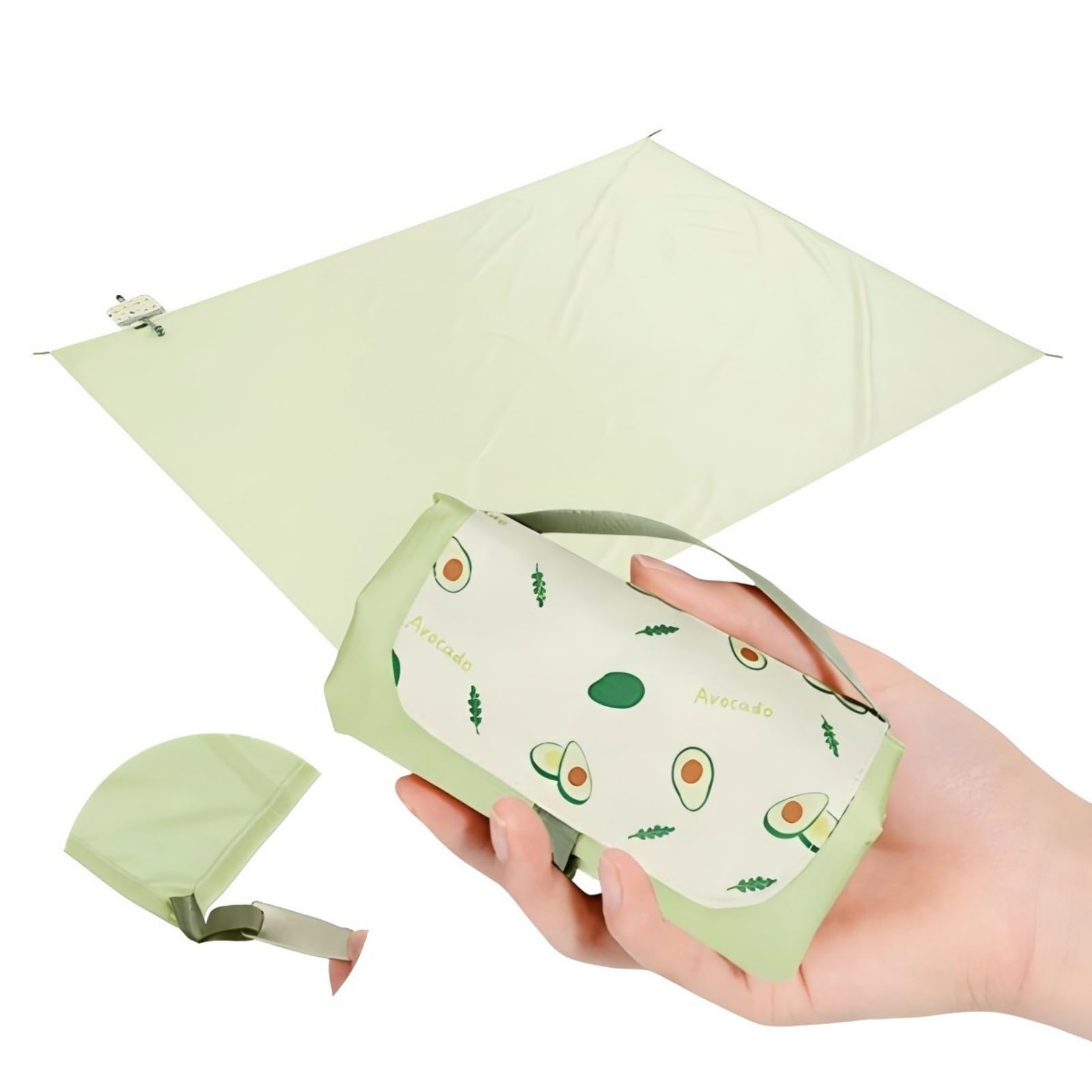 Wodoodporny koc piknikowy – odporny na piasek koc plażowy (0,2 kg/0,3 kg), kompaktowy i składany, pasuje do kieszeni ze zintegrowanymi palikami, idealny na kemping, wędrówki, podróże