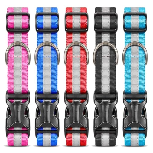 Image of BWB Premium Reflective Nylon Dog Collar (Pack of 2)-Feautures with Adjustable & Durable, Nylon Dog Belt, Heavy Metal D Ring & Strong Buckle, for Dogs (Multicolor)