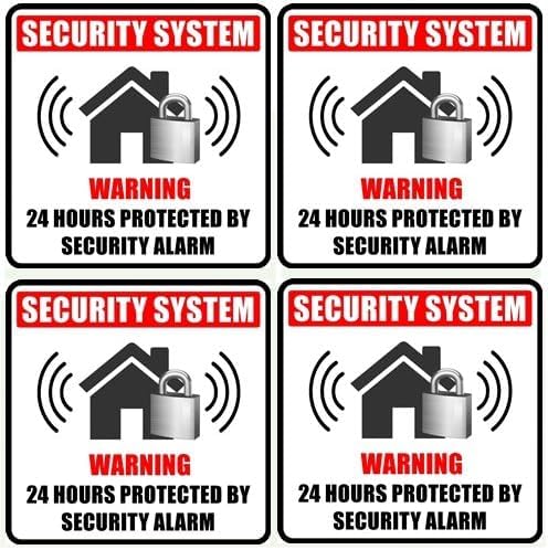 SOAJ Inc- Soaj-BURGLAR ALARM WARNING SIGN -4" X 4" (Pack of 4) -Indoor/Outdoor- Home Office Business School Govt/private buildings Security Sign.