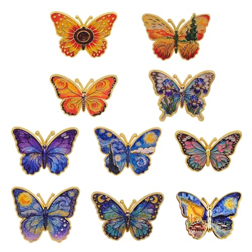 BKBKAAK 10pcs Enamel Butterfly Brooch Pins for Backpacks Hat Pin & Lapel Pins Cute Aesthetic Button Pin Set for Women Girls & Kids Perfect for School Office Jackets Gifts