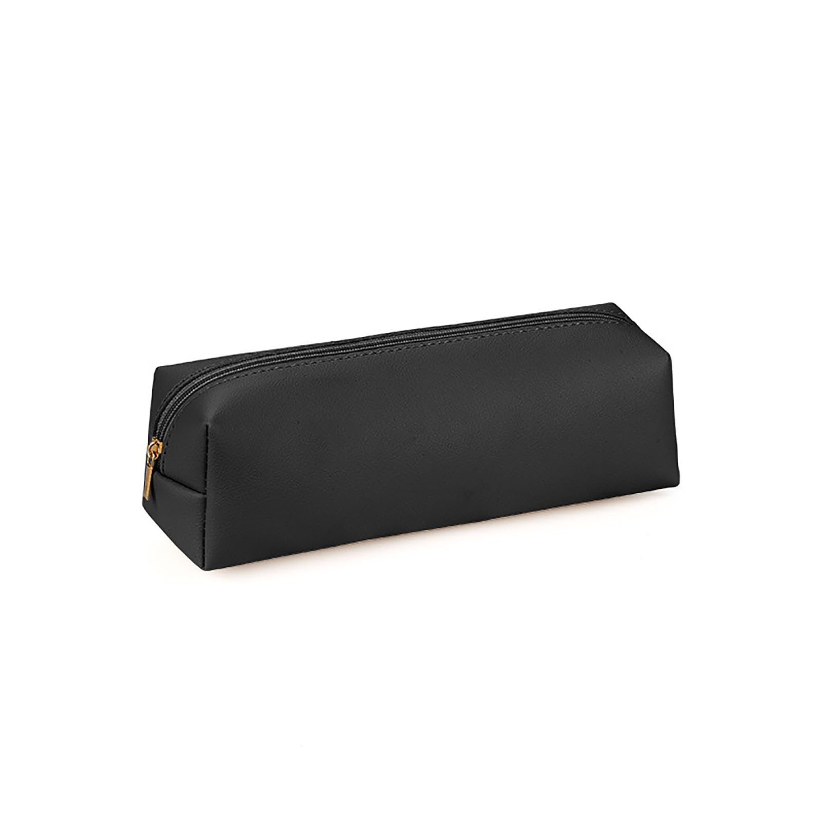 Small Pencil Case,Leather Pencil Case for Girls & Women Cute Aesthetic Black Zippered Pouch Portable Large Capacity Stationery Organizer & Cosmetic Bag for School College Office Travel