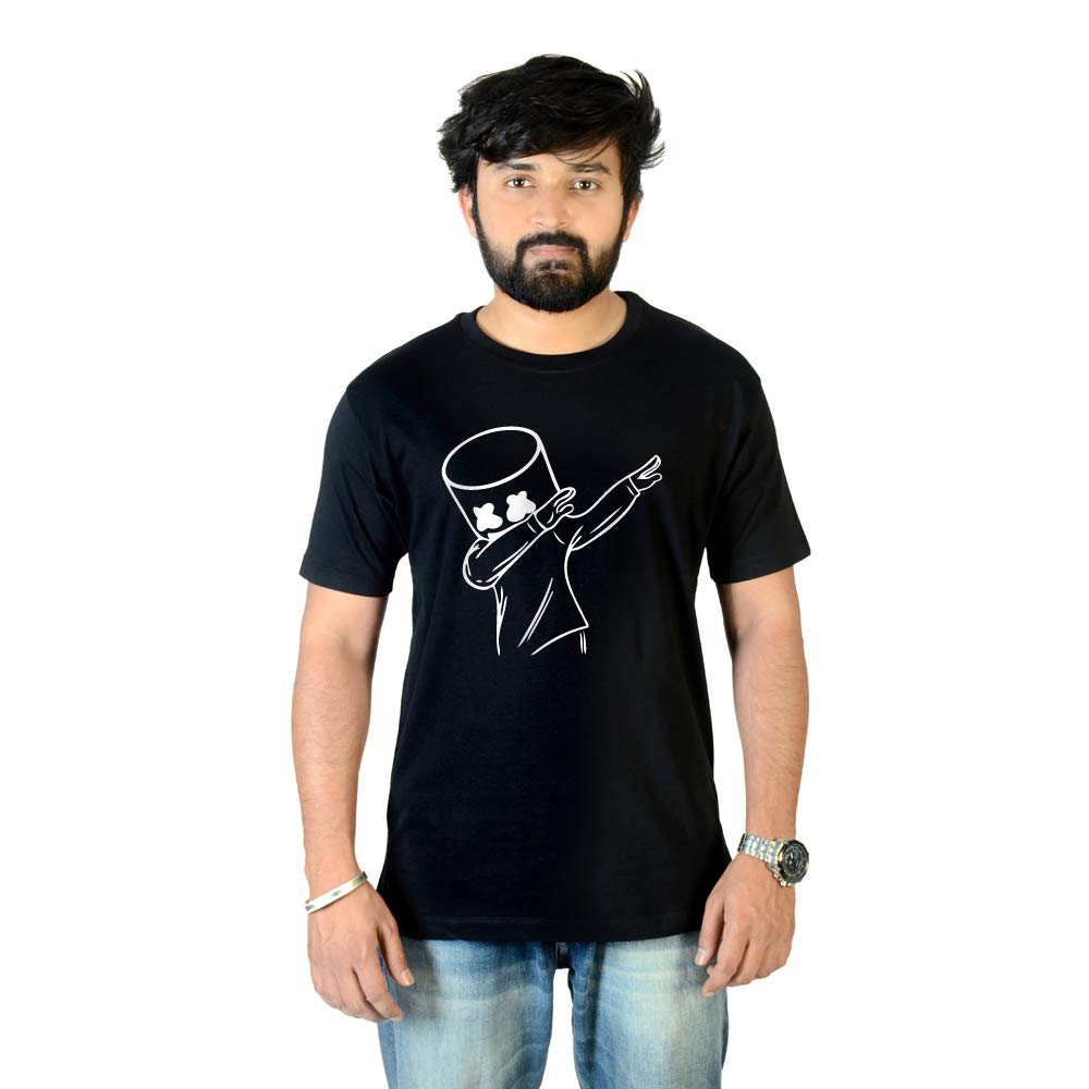 Half Sleeves Stylish Cotton T-Shirt for Mens (Marshmello, Dab, Light, Printed, Trend, New, Typography)