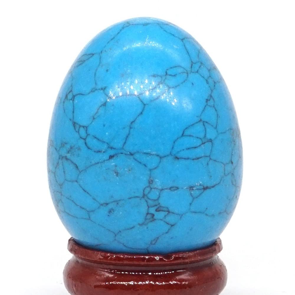 casa meditazione Piedras de cristal de 30x40mm, huevo Natural, Reiki Gema Mineral, artesanía, decoración del hogar, regalo (colore : Blu turchese, Taglia : 1 PC)