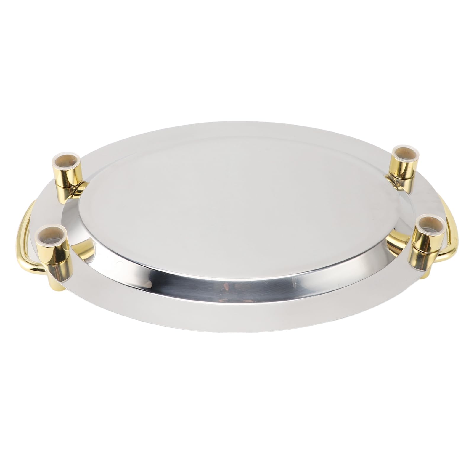Aramox Plato de Acero Inoxidable, Bandeja para Servir de Acero Inoxidable 304 con Asa, Plato de Cena con Acabado de Espejo, Fácil de Transportar, Fácil de Limpiar, para Servir Banquetes en (#3)