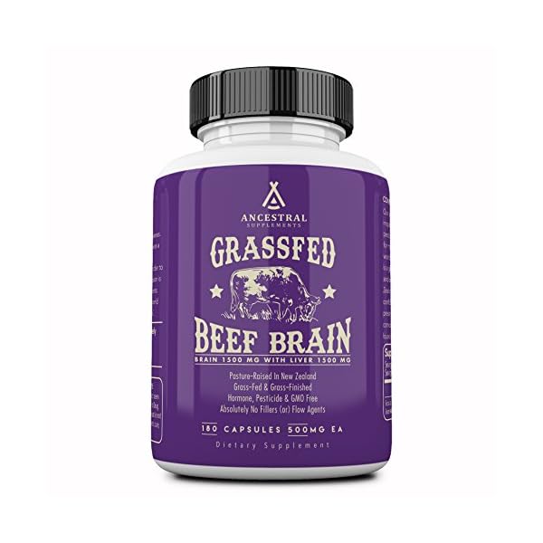 Ancestral-Supplements-Grass-Fed-Brain-with-Liver--Supports-Brain-Mood-Memory-Health-180-Capsules Ancestral Supplements Grass Fed Beef Brain Supplement with Beef Liver, Whole Food Brain Support Promotes Brain, Mood, and Memory Health, Brain and Liver Health Formula Capsules, Non-GMO, 180 Capsules