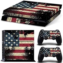 Game Console Skin Sticker Cover Compatible with PS4 Console and Controller The Flag of United States (Multi)