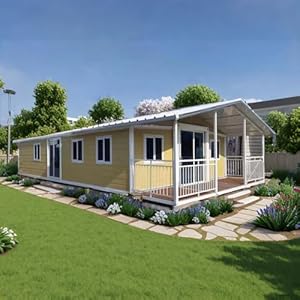 Prefab Tiny House for Sale Tiny Home to Live in for Adults Modular Portable Prefabricated Foldable House Kit Mobile Villa Expandable Container House with 2 Bedroom 1 Fully Equipped Bathroom & Kitchen