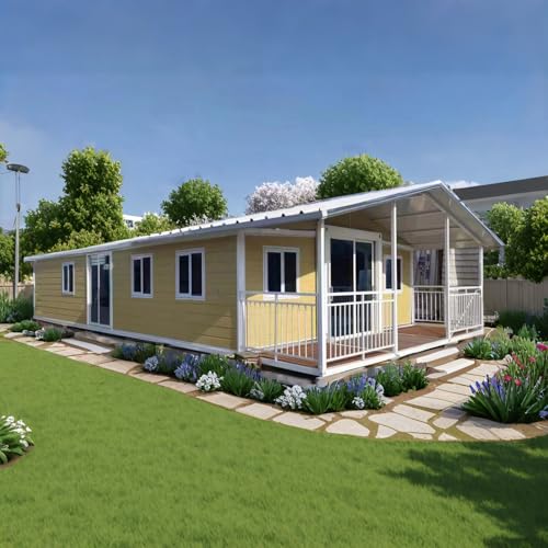 Prefab Tiny House for Sale Tiny Home to Live in for Adults Modular Portable Prefabricated Foldable House Kit Mobile Villa Expandable Container House with 2 Bedroom 1 Fully Equipped Bathroom & Kitchen