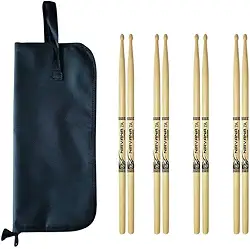 Kit com 4 Baquetas 7A e Bag Simples Preto