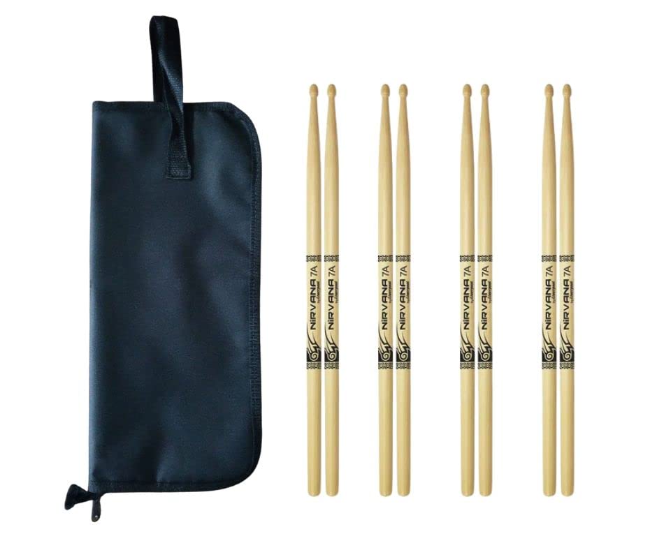 Kit com 4 Baquetas 7A e Bag Simples Preto