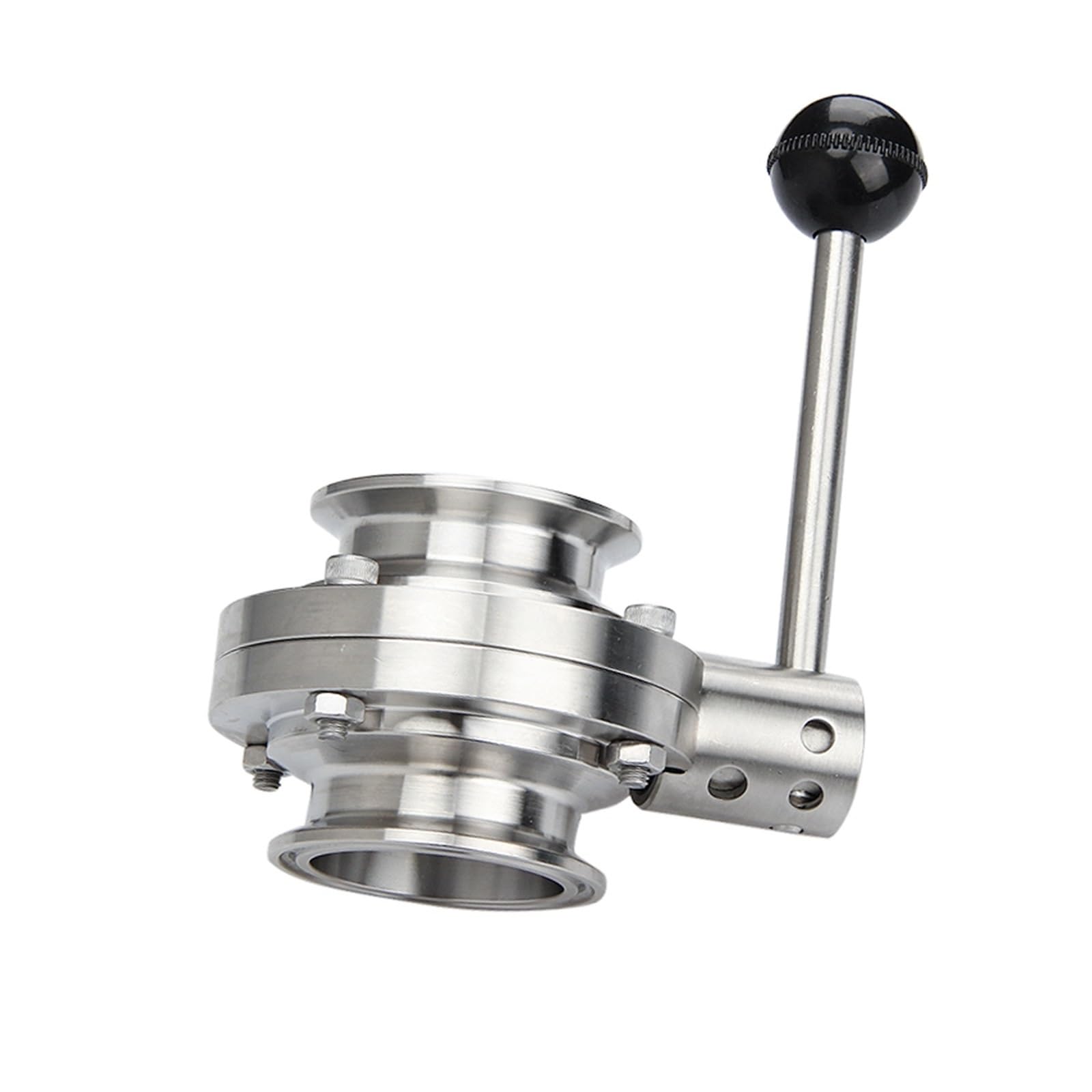 Vanne papillon sanitaire pour réseau d'eau potable et tuyau inox 45mm