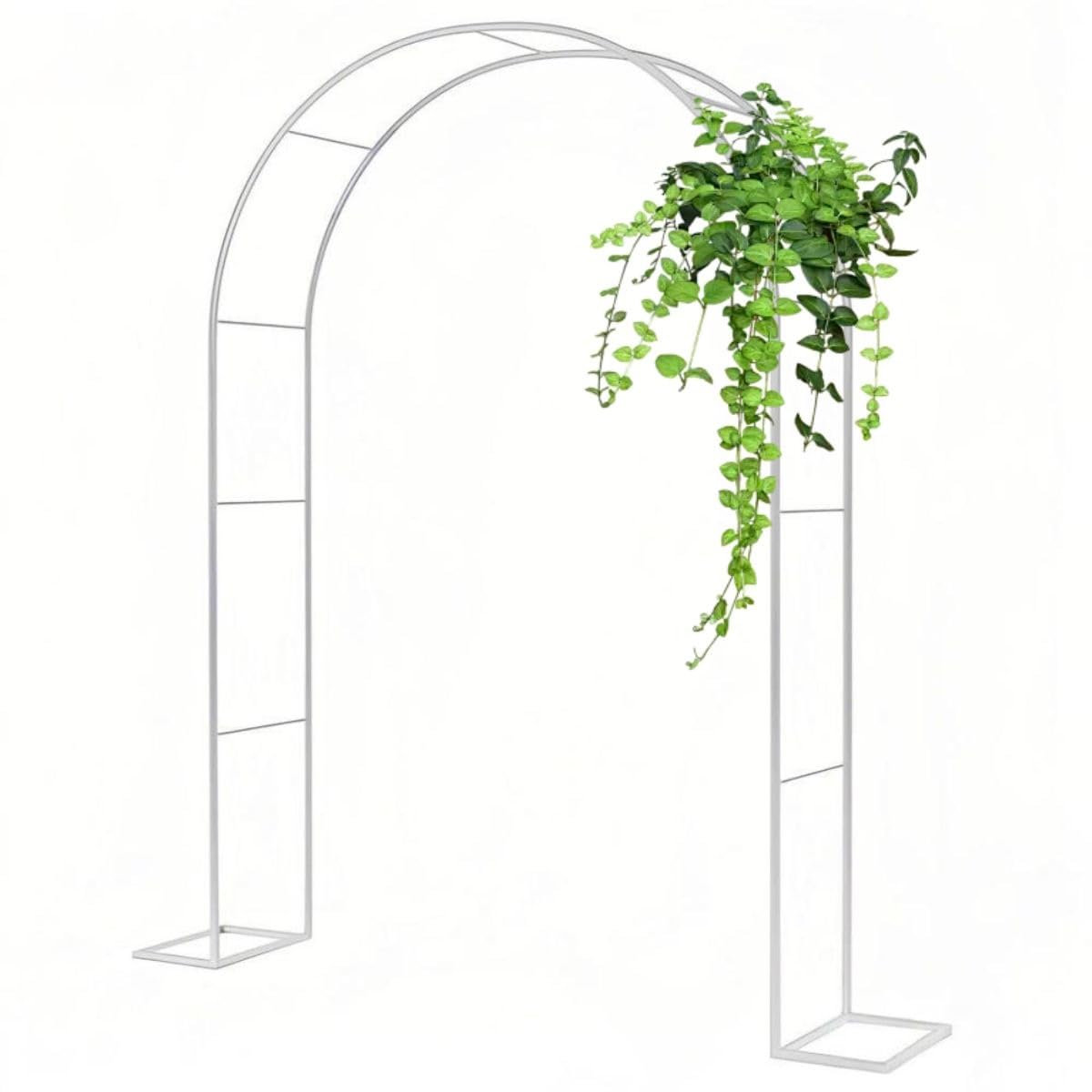 Large arche de mariage en métal noir avec base antirouille - Pergola treillis blanc pour plantes grimpantes et intérieur/extérieur - Pour décoration de fête de mariage - 40 cm de profondeur - 250 x